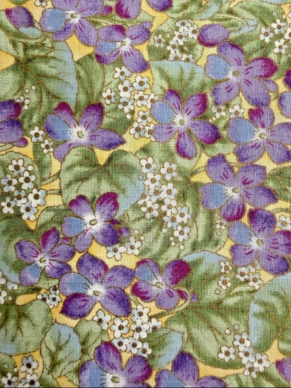 Hoffman Fabrics Les Jardins Purple Yellow Green Floral Quilting Cotton 1yd + 10"
